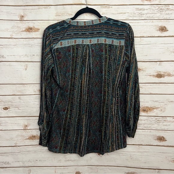 Anthropologie Tiny Devas Aztec Printed Sequin Peasant Top M - Picture 3 of 6